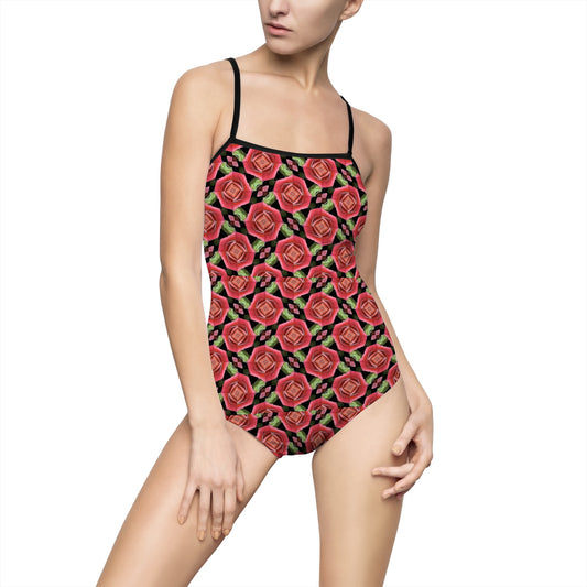 Floral Fun Abstract Roses Women's One-piece Swimsuit