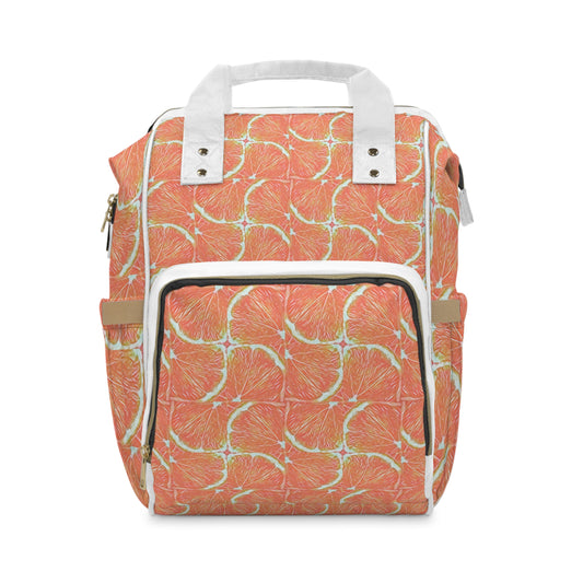 Citrus Fruit Orange Segments Print Multifunctional Diaper Backpack