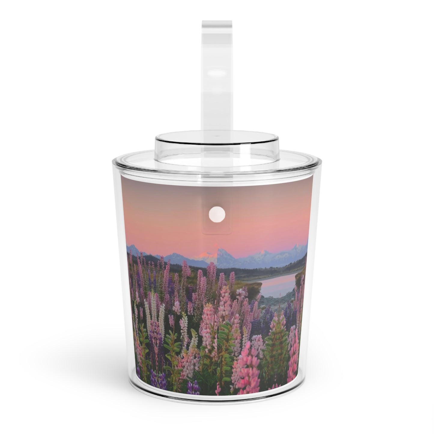 Floral Lupine in New Zealand Landscape Art Decor Ice Bucket with Tongs