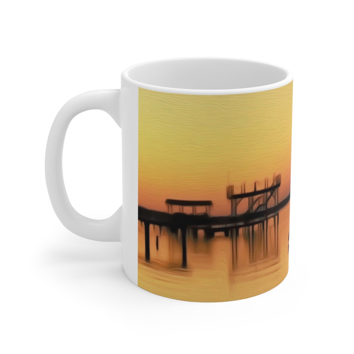Coastal Sunset Here Comes the Sun Beach Vibes White Ceramic Coffee Mug 11oz