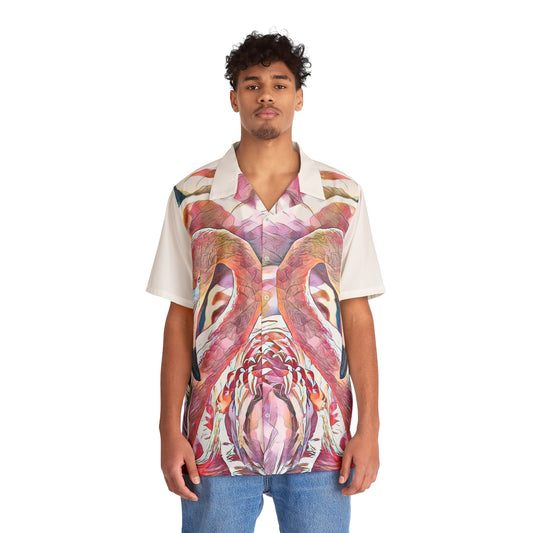 Flamingos South Beach Style Florida Art to Wear Men's Hawaiian Shirt