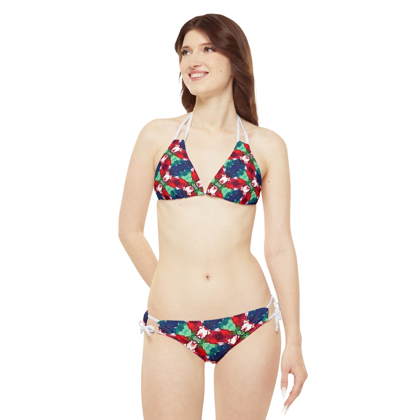 Art to Wear Multicolor Water Color Strappy Bikini Set