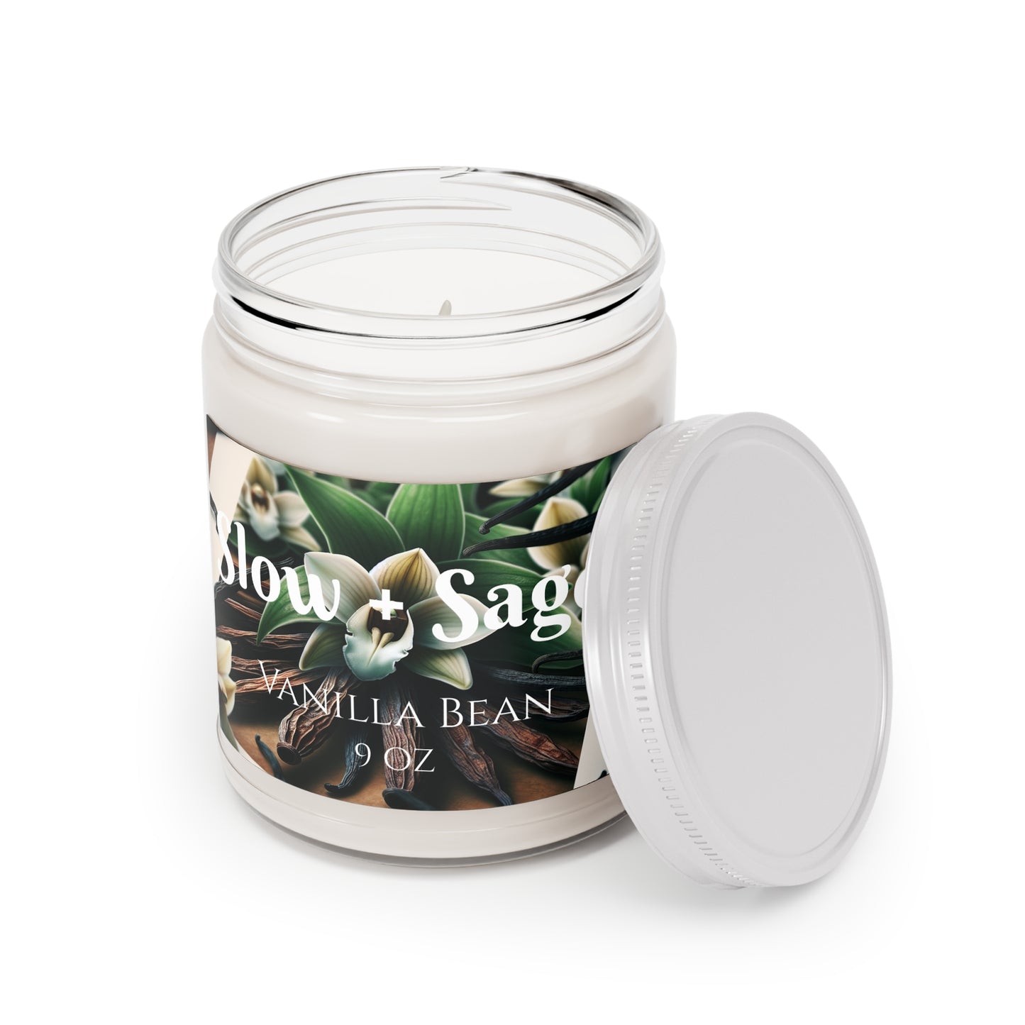 Slow + Sage Vanilla Bean 100% Soy Wax Scented Candles, 9oz