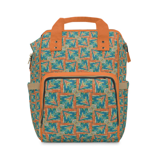 Orange Abstract Southwest Inspired Multifunctional Diaper Backpack