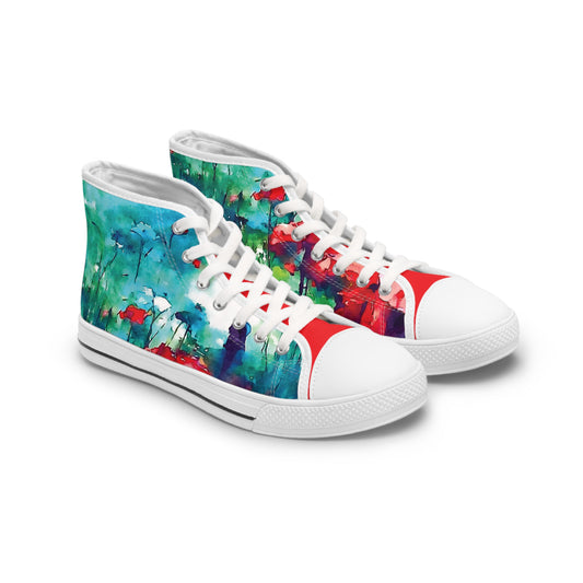 Art to Wear Floral Fairy Fantasy Women's White Canvas High Top Sneakers