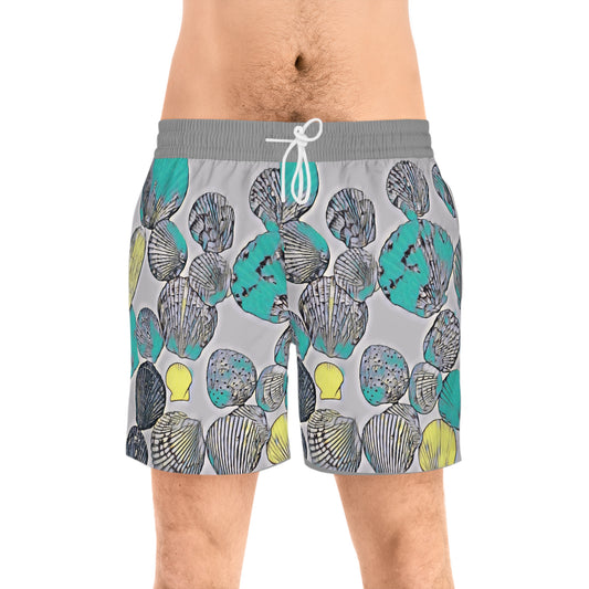 Sea Shell Print Men's Mid-Length Swim Shorts