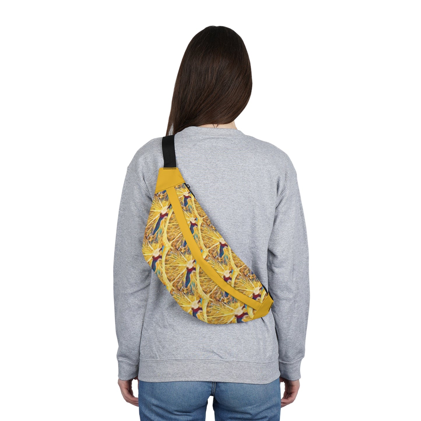 Lemons Print Yellow Art to Wear Large Fanny Pack