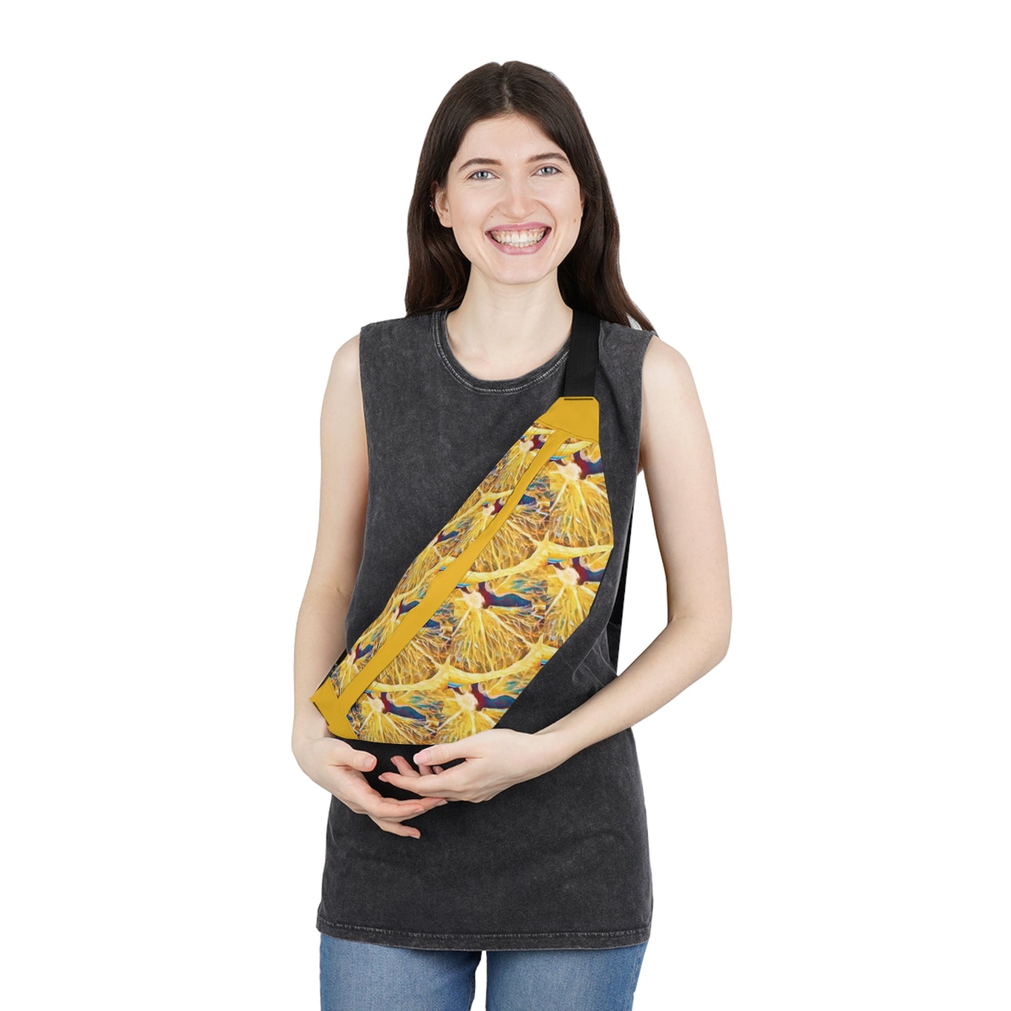 Lemons Print Yellow Art to Wear Large Fanny Pack