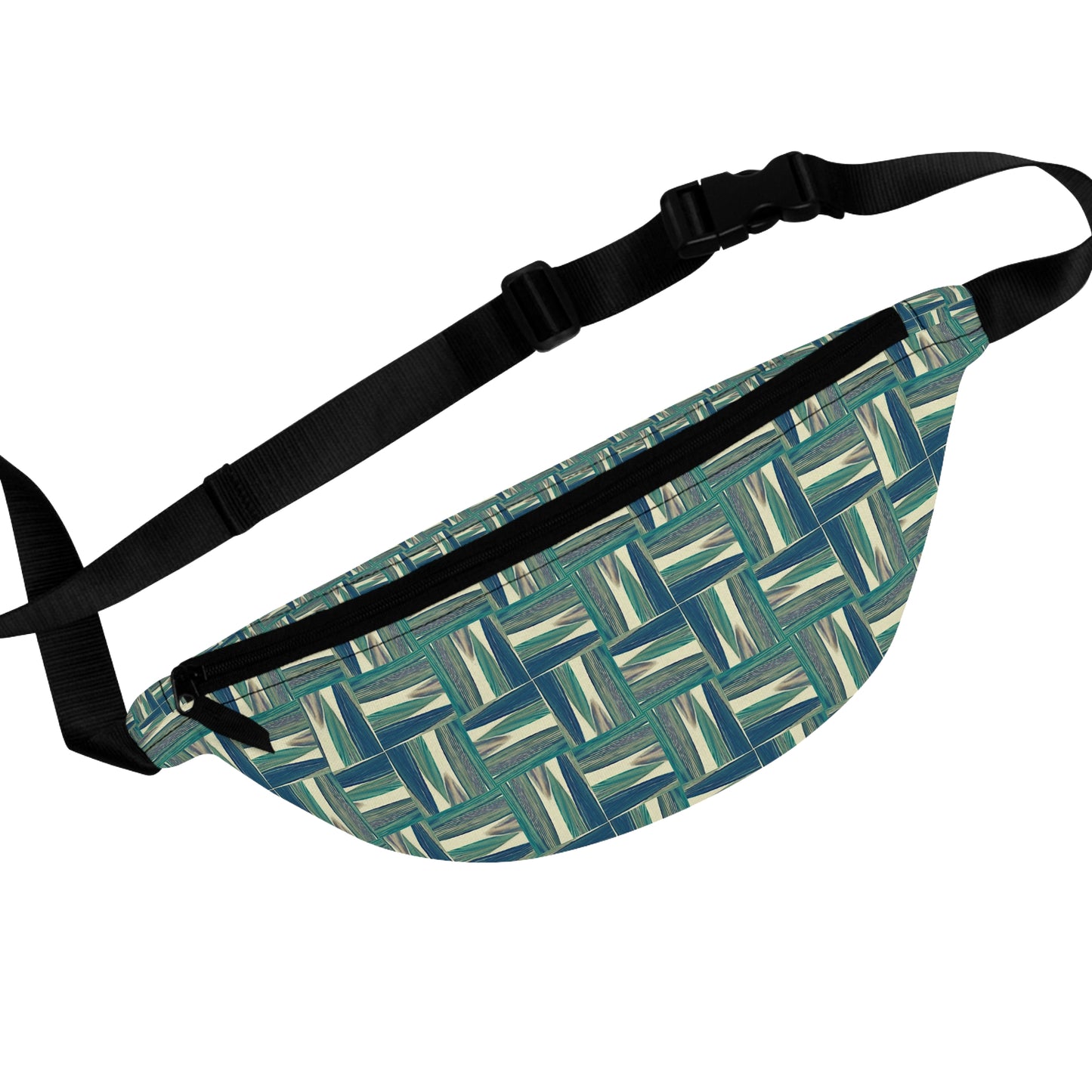 Blue Mixed Shades Weave Pattern Everyday Unisex Fanny Pack