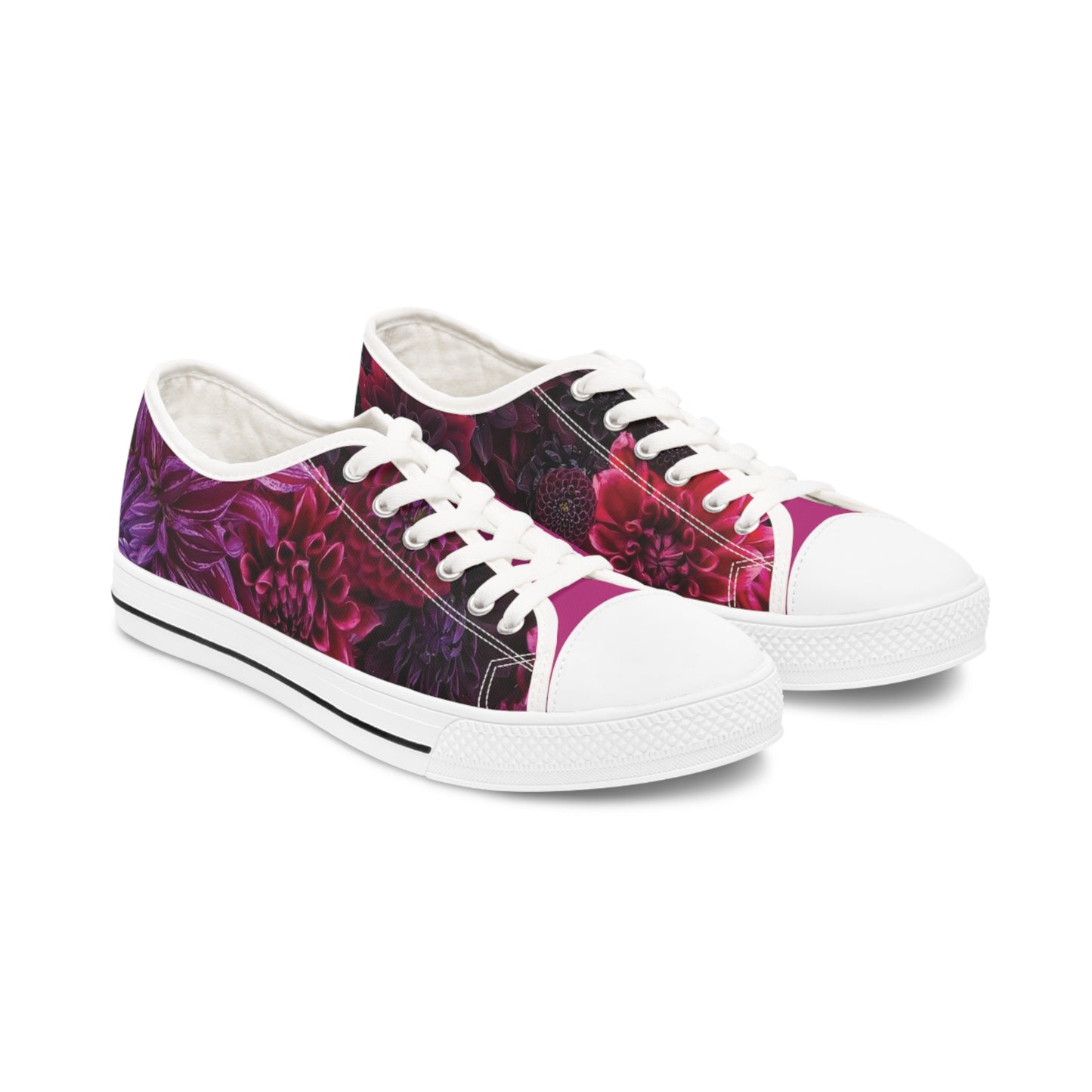 Dahlia Purple and Pink Flowers Women's Low Top Sneakers