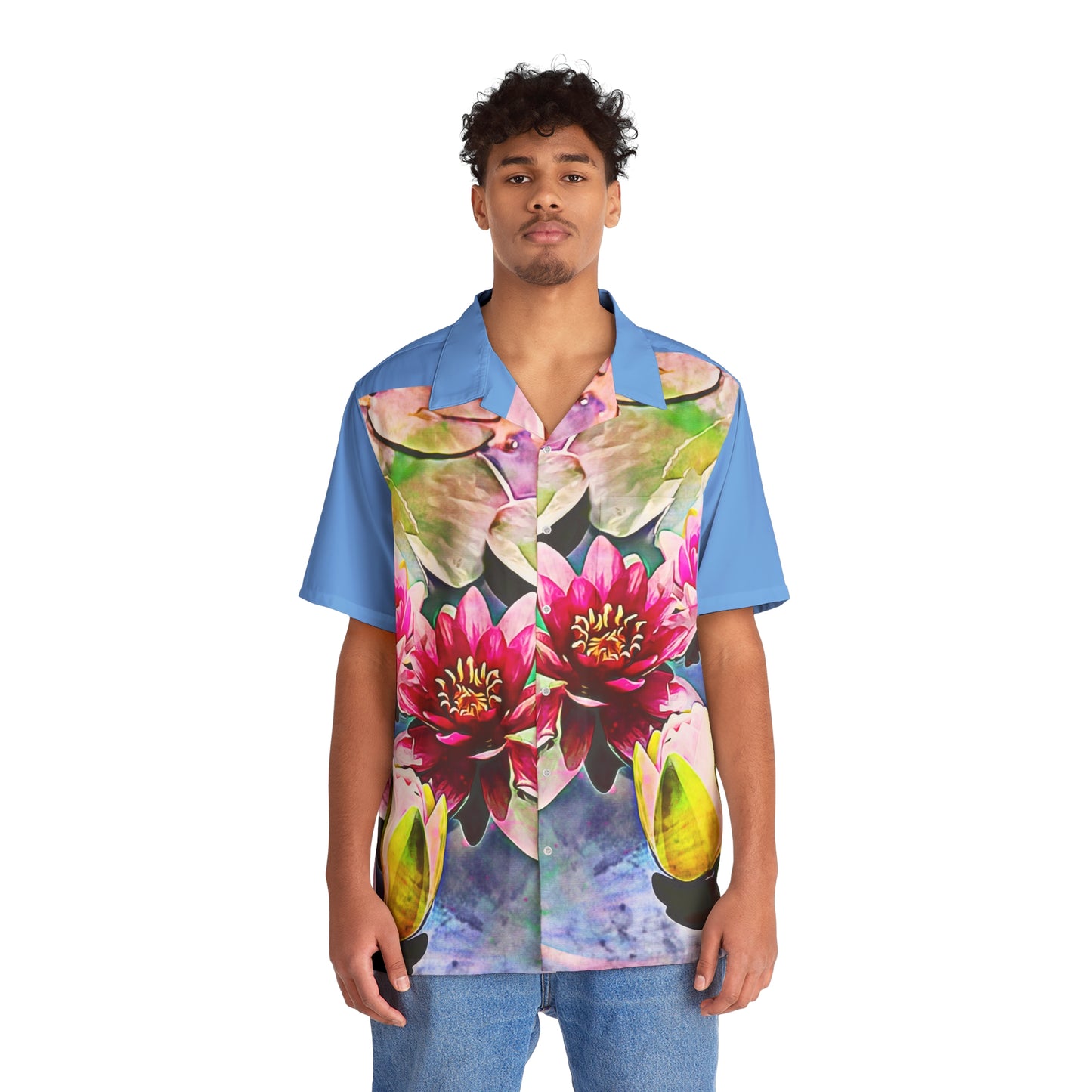 Lily Pads Multicolred Art to Wear Men's Hawaiian Shirt