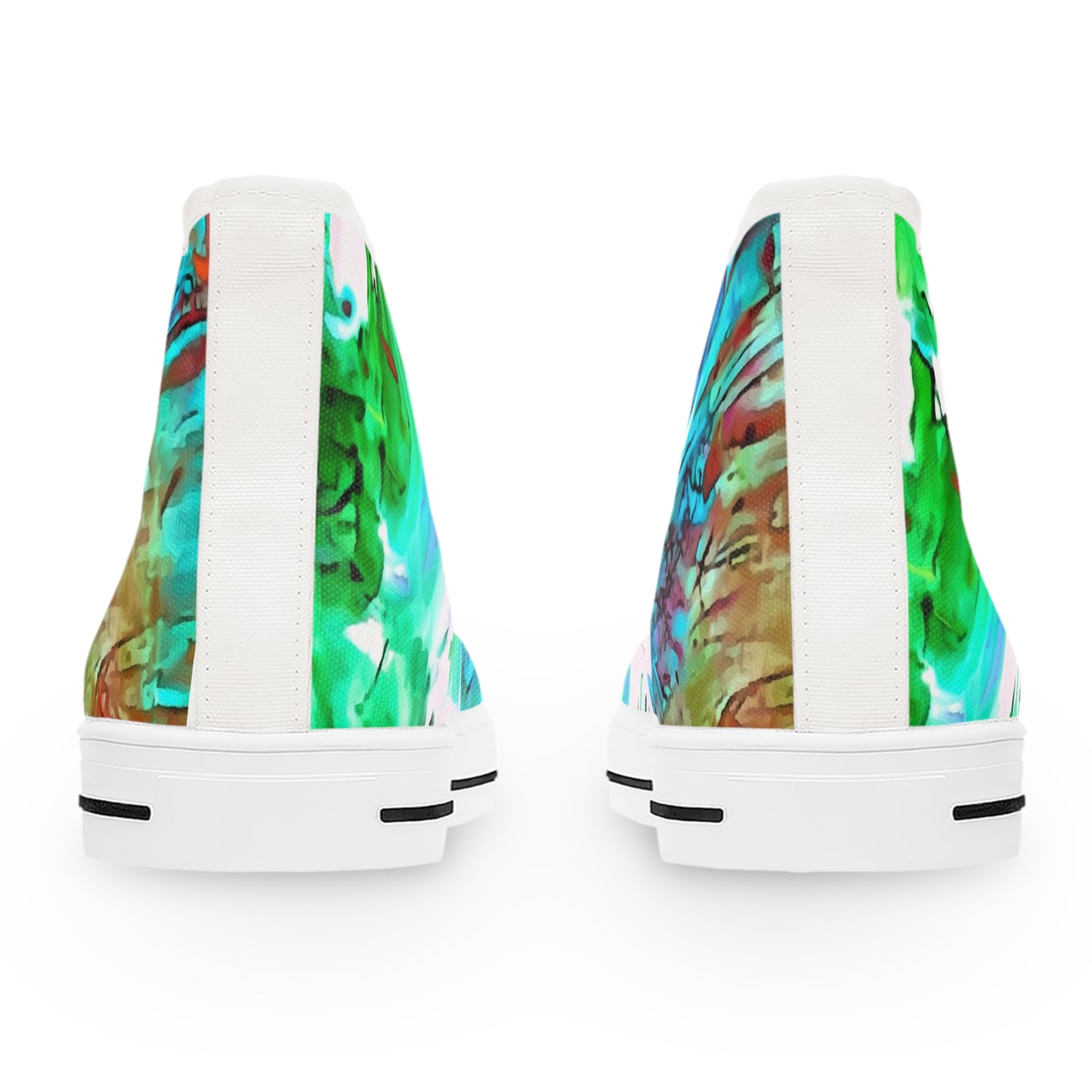 Abstract Multi-Color Art-to-Wear Women's White Canvas High Top Sneakers