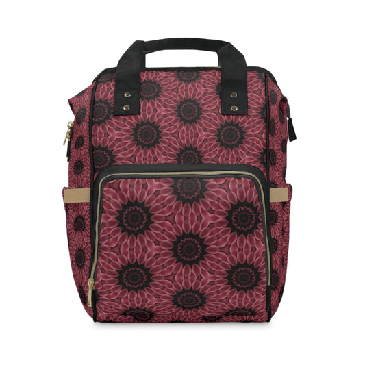 Dark Pink Floral Slow = Sage Exclusive Pattern Multifunctional Diaper Backpack