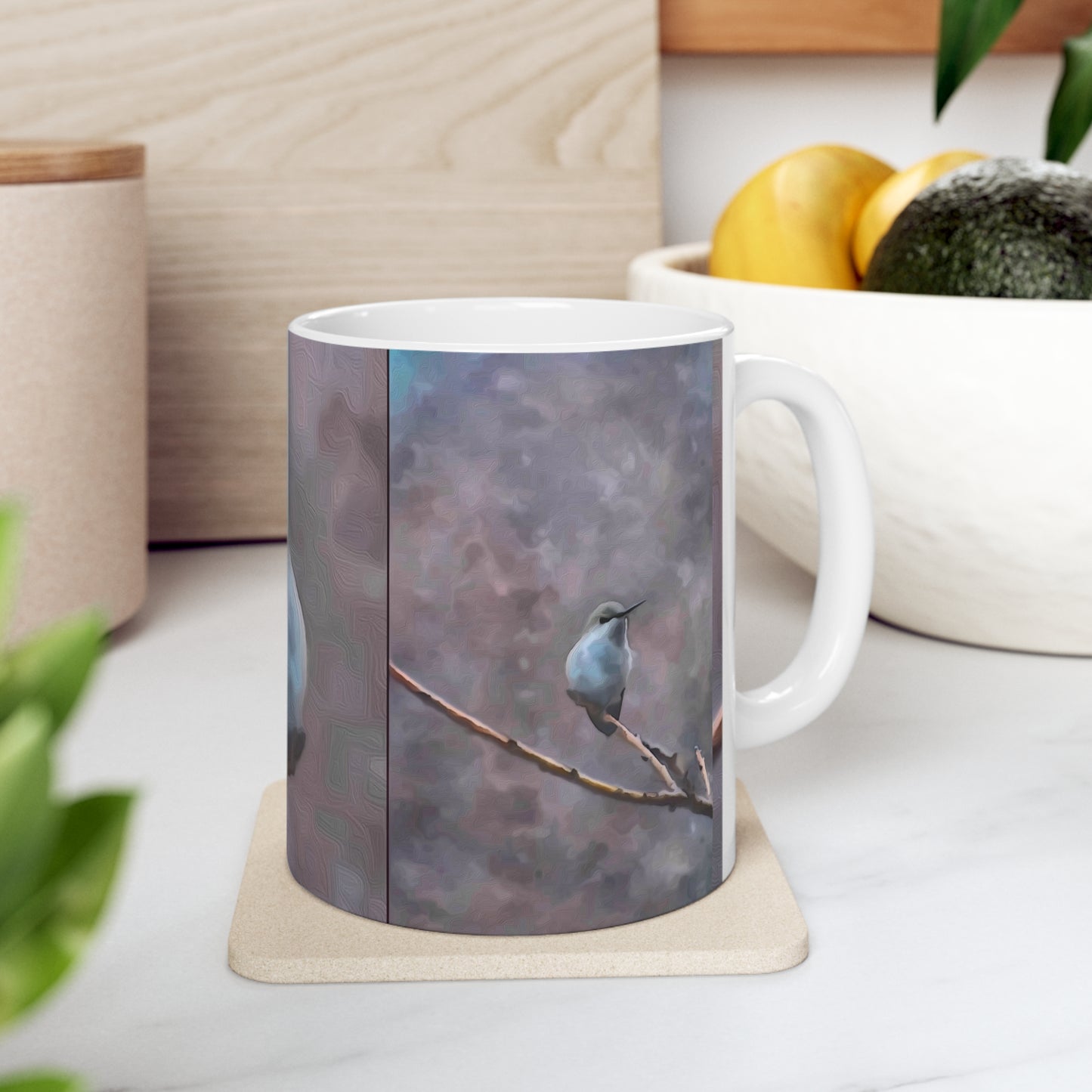 Blue Wren Bird Art to Drink White Ceramic Coffee Mug 11oz