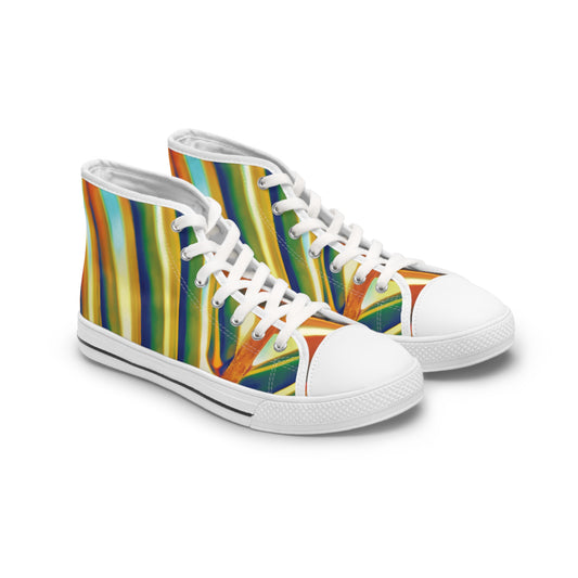 Bamboo Leaf Graphic Print Multi-Color Women's High Top Sneakers