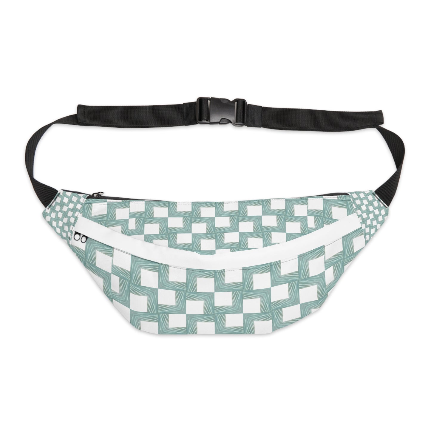 Aqua Abstract Checks Unisex Everyday Large Fanny Pack