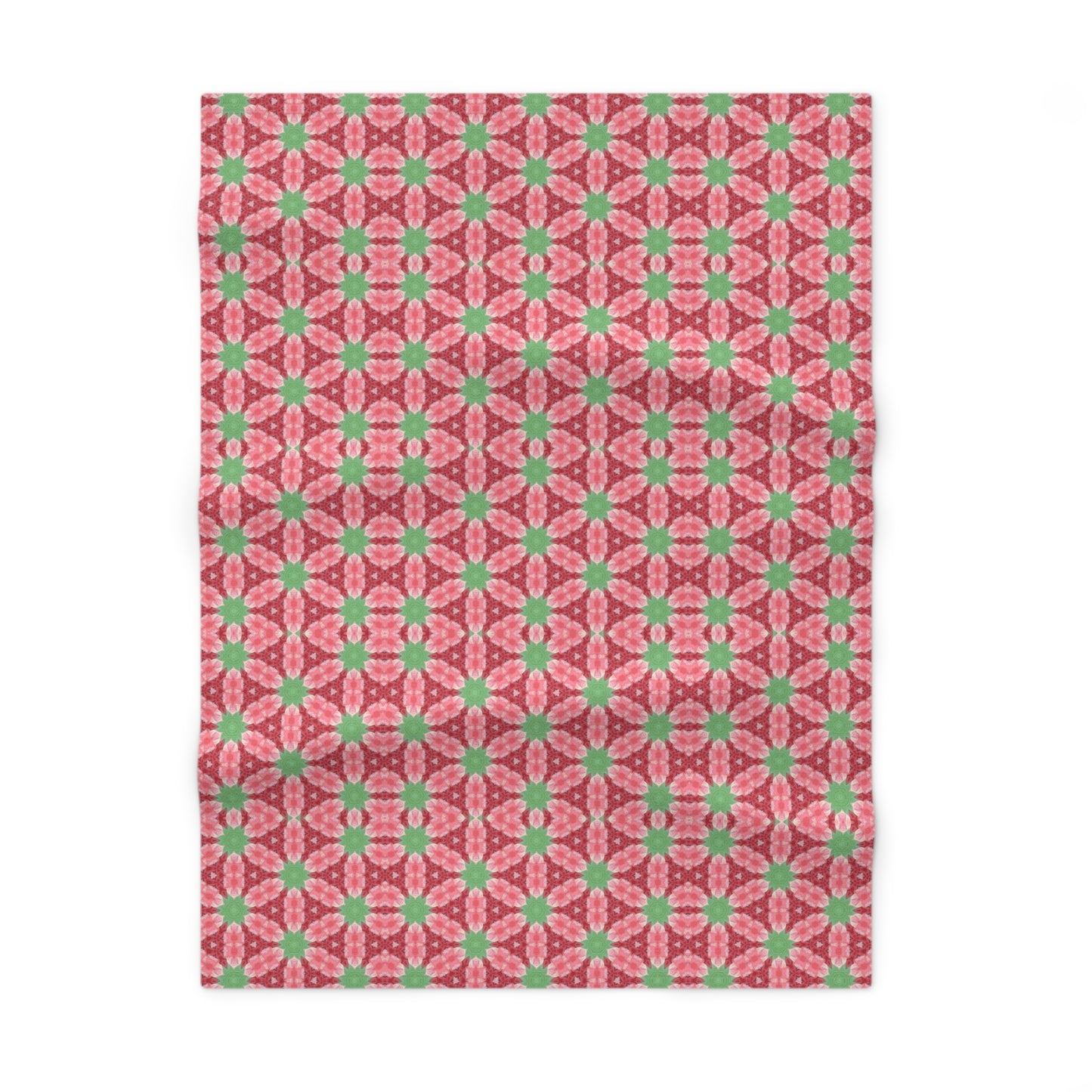 Pink and Green Faux Gingham Floral Nursery Soft Fleece Baby Blanket
