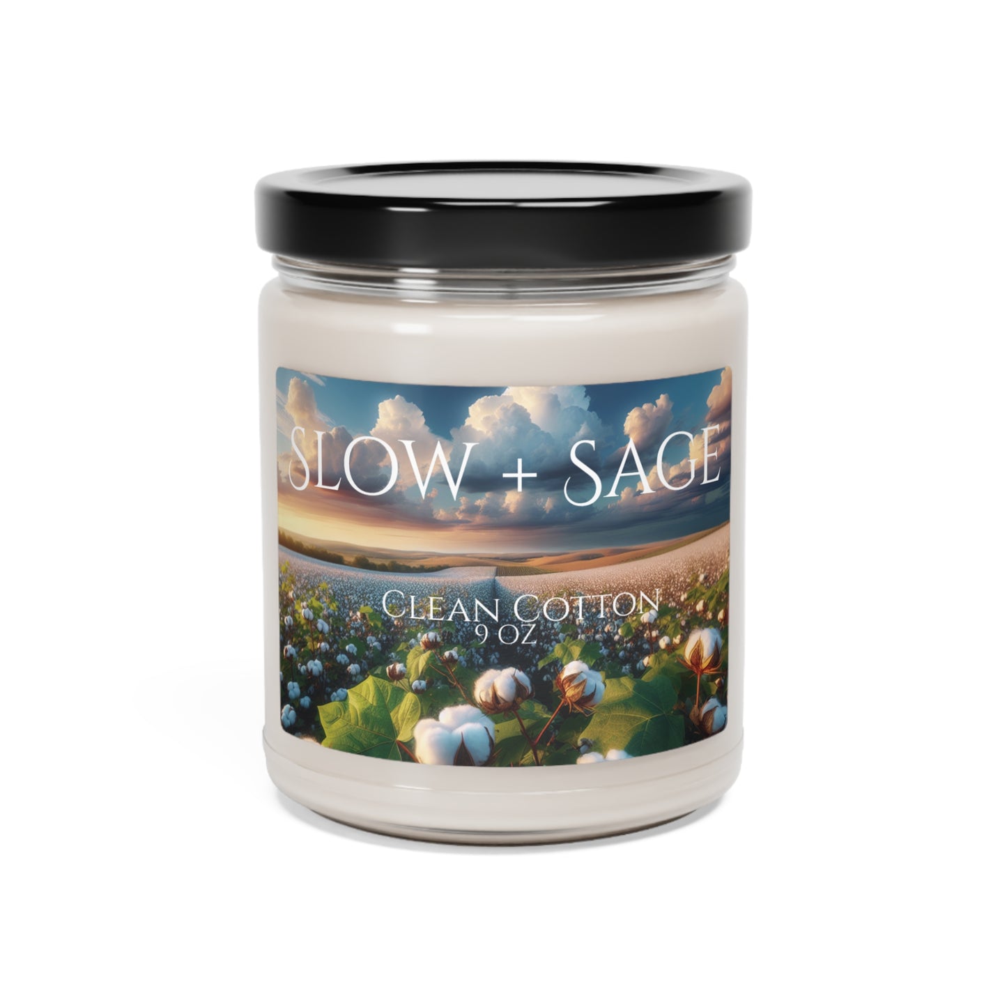 SLOW + SAGE Clean Cotton Scented Natural Soy Candle, 9oz (Go With The Slow)