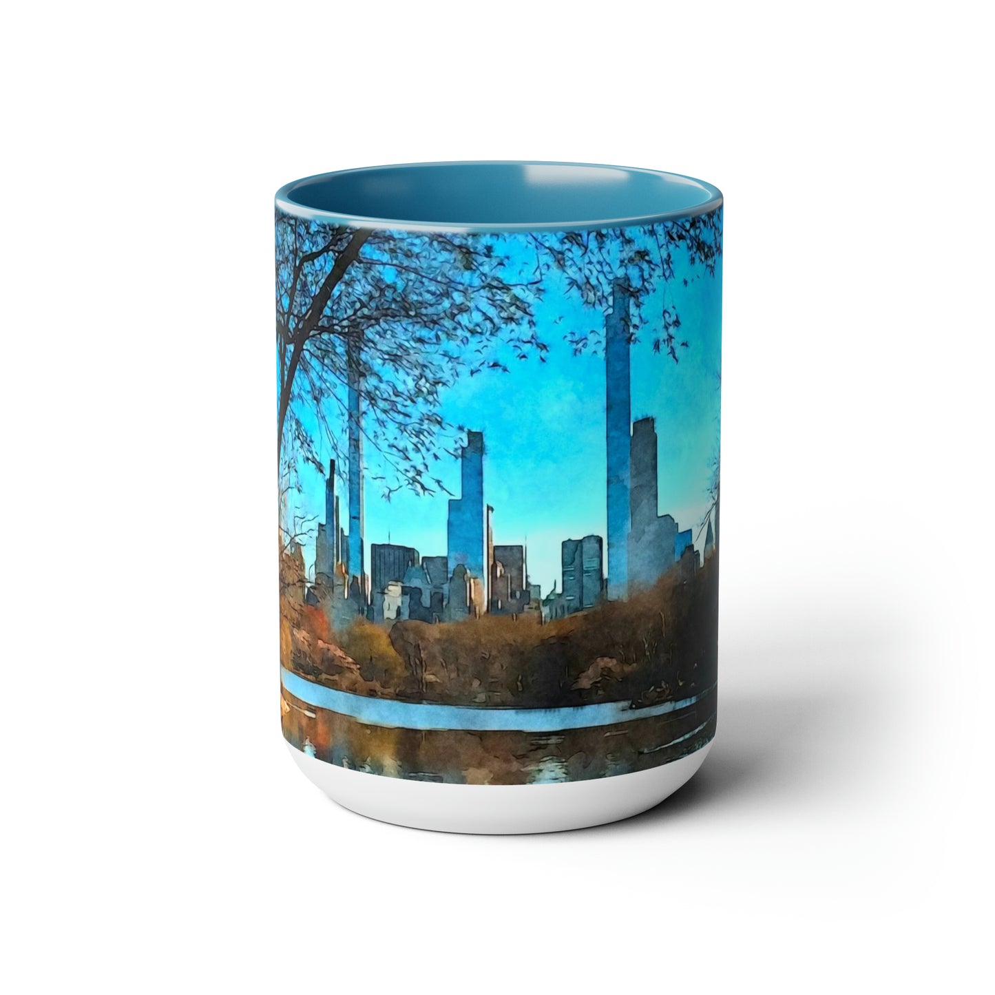 Freedom from Fear New York City Skyline Patriot Day 9/11 Two-Tone Coffee Mugs, 15oz