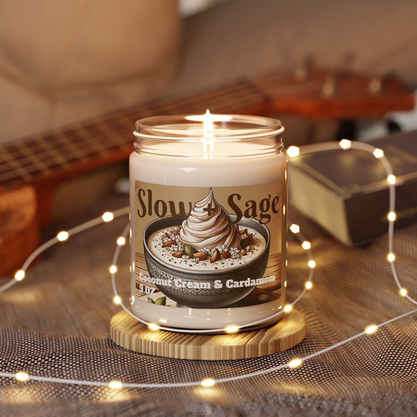 Slow + Sage Coconut Cream and Cardamom Scented Soy Candle, 9oz