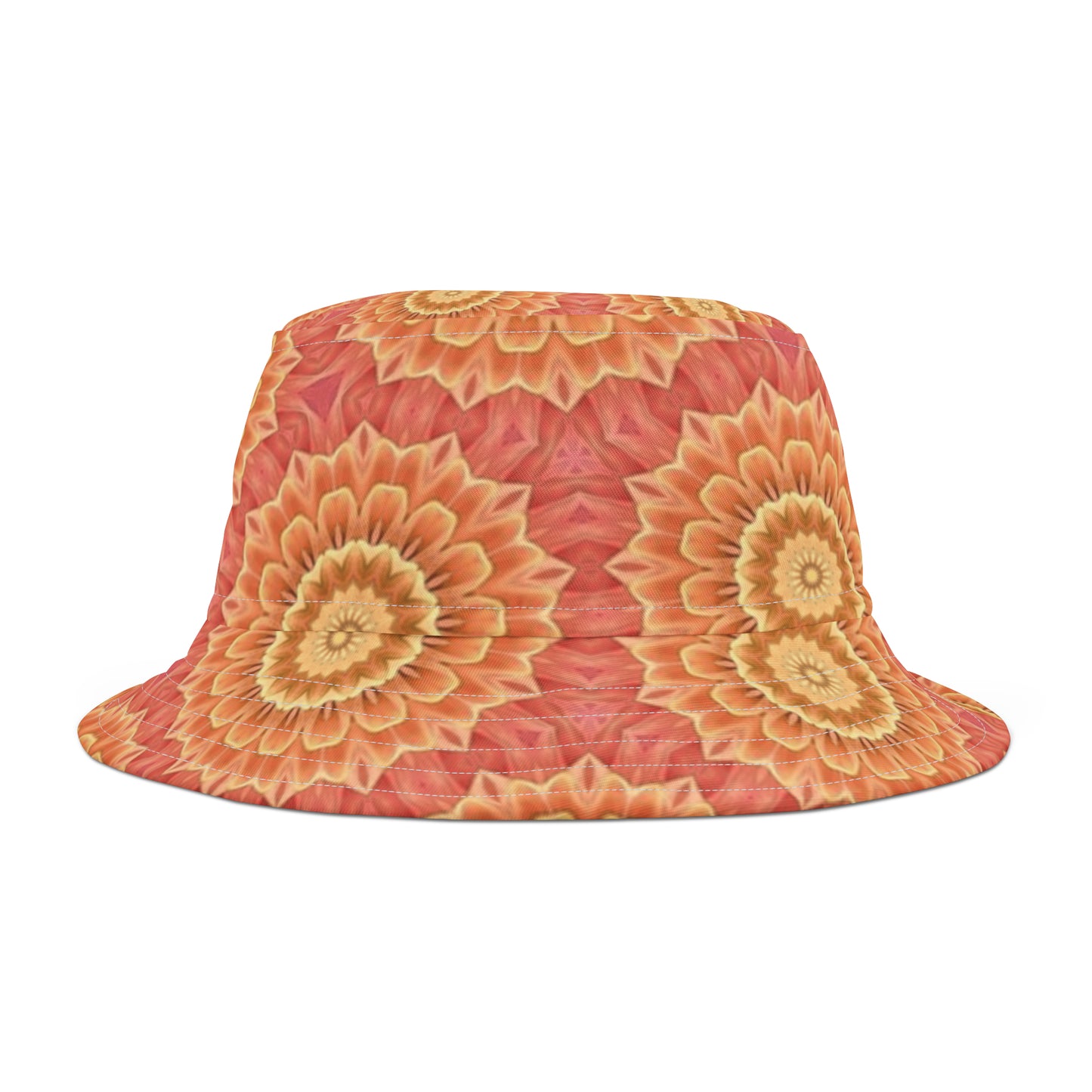 Pink Dahlia Floral Bloom Print Bucket Hat