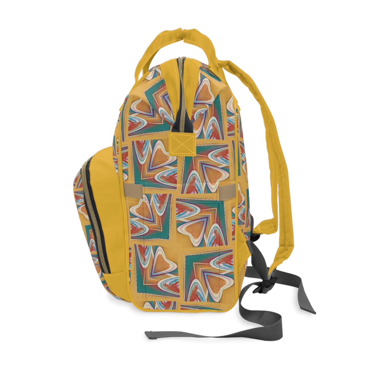 Have a Heart Yellow Multicolored Art to Wear Print Multifunctional Diaper Backpack