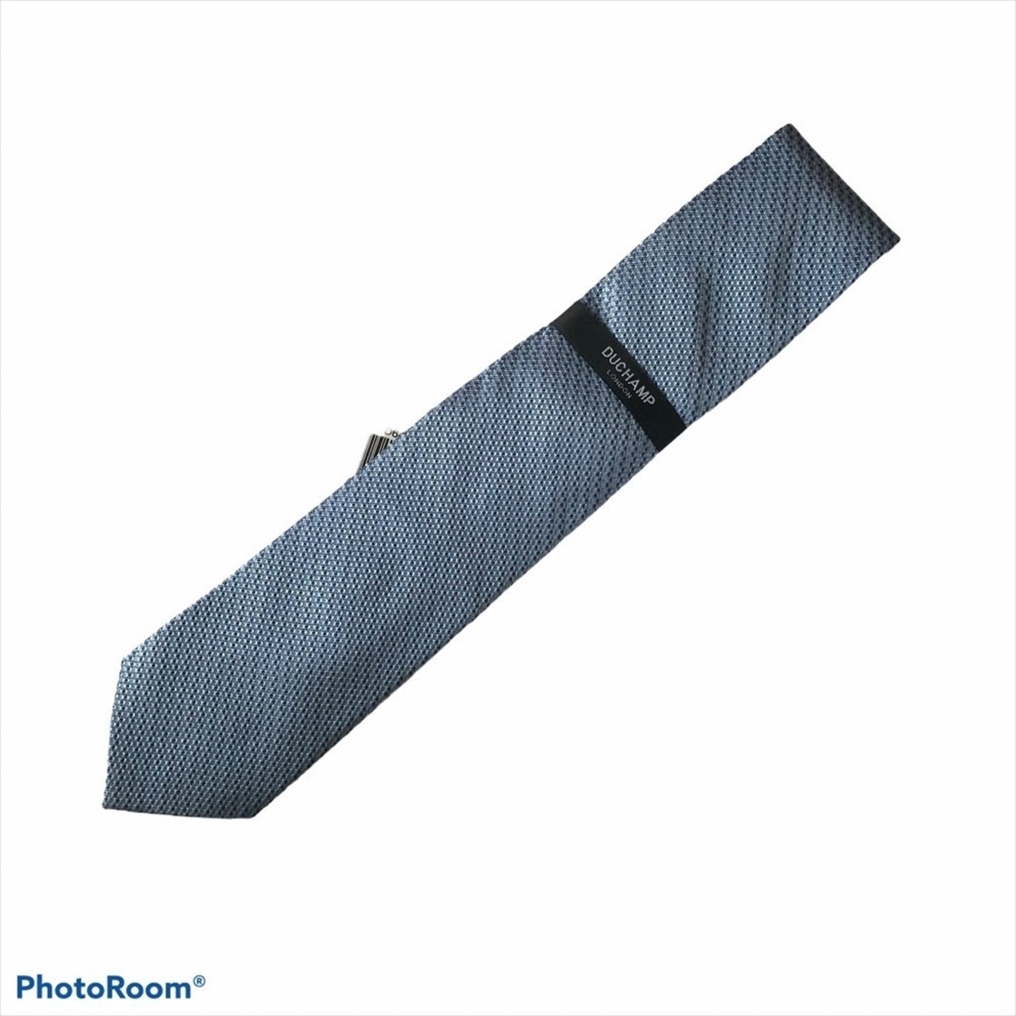 NEW DUCHAMP London Blue Mini Chain Link Silk Tie (3" W x 58"L) Professional