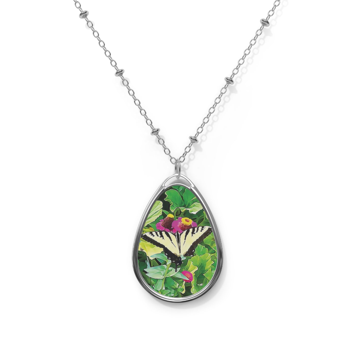 Save the Butterflies Yellow Pollinator Oval Necklace