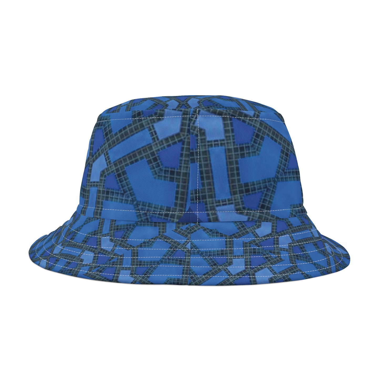 Blue Faux Mosaic Print Unisex Bucket Hat