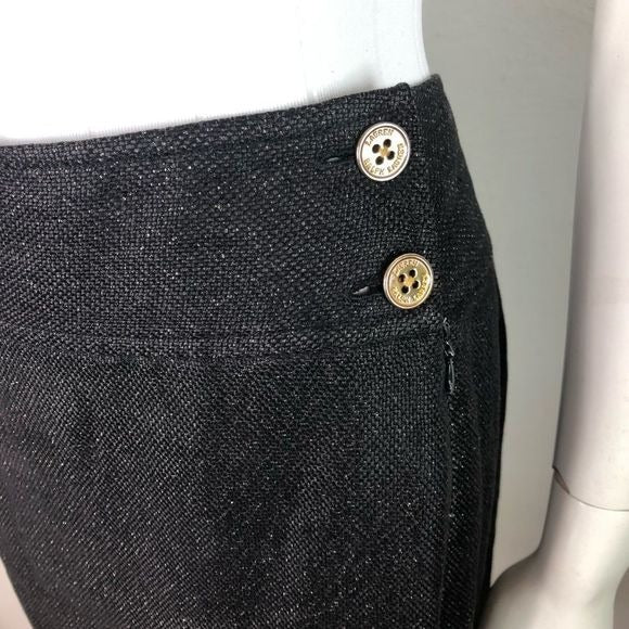 LAUREN Ralph Lauren LRL Size 8 Black Metallic Pencil Skirt Linen Blend Lined