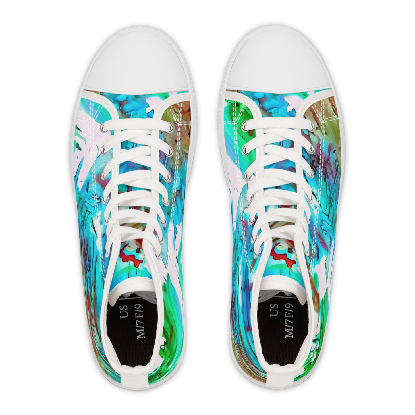 Abstract Multi-Color Art-to-Wear Women's White Canvas High Top Sneakers