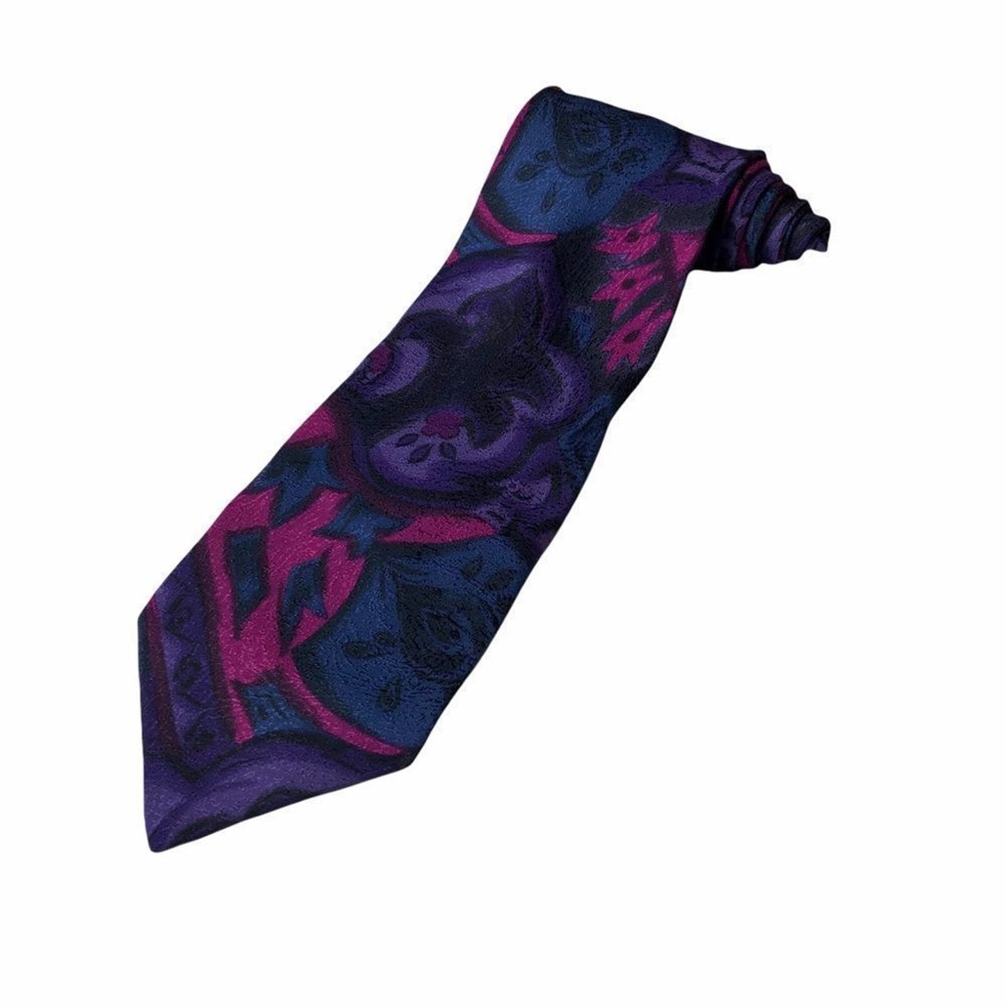 MISSONI Cravatte Purple Fleur de Lys Silk Neck Tie Made in Italy (3.75"W x 59" L)