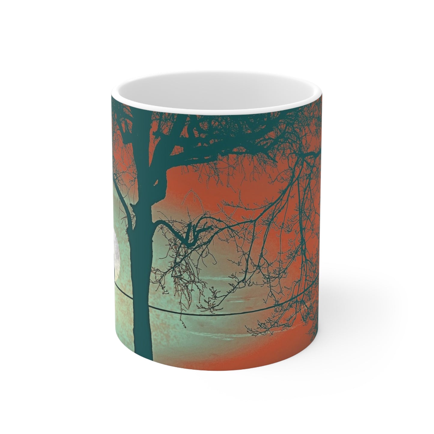 Spooky Season Black Cat on a Wire Moody Mug Art to Drink Ceramic Coffee Mug 11oz