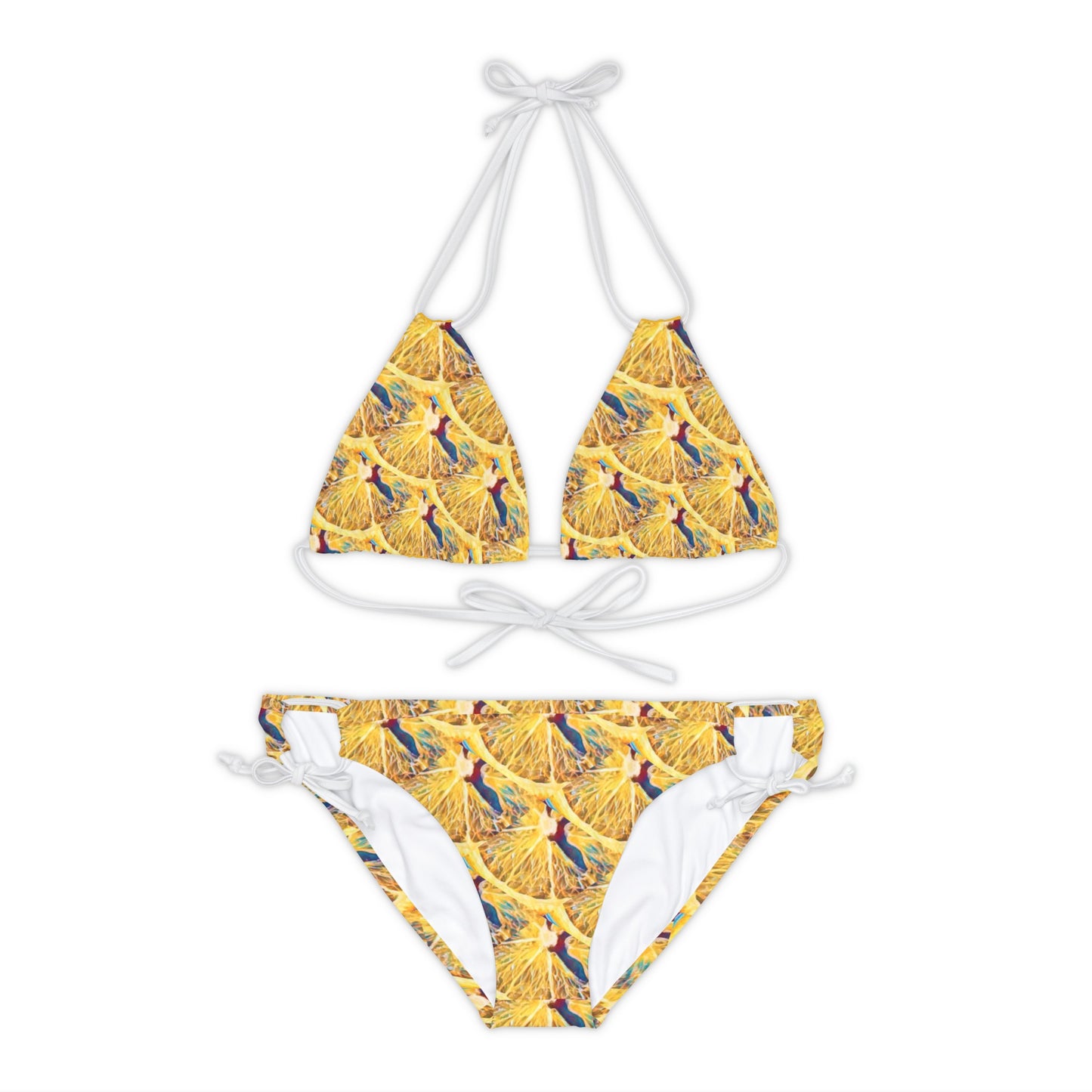 Citrus Lemon Print Strappy Bikini Set