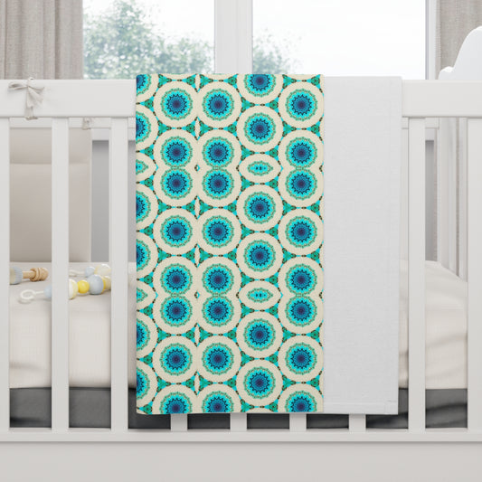 Aqua Vivid Multi-Color Geometric Unisex Gender Neutral Soft Fleece Baby Blanket