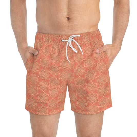 Pantone Peach Persian Star Men's Swim Trunks