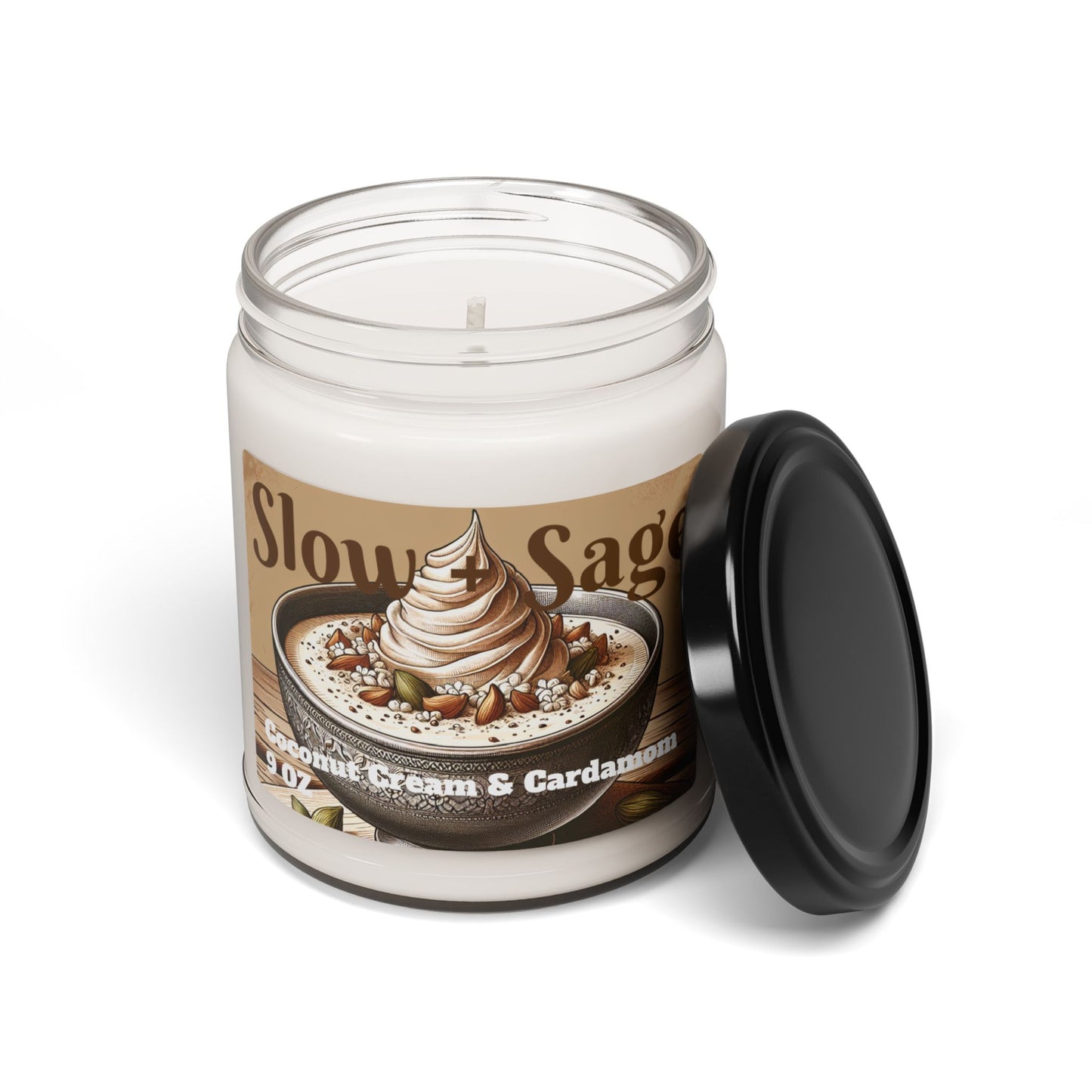 Slow + Sage Coconut Cream and Cardamom Scented Soy Candle, 9oz