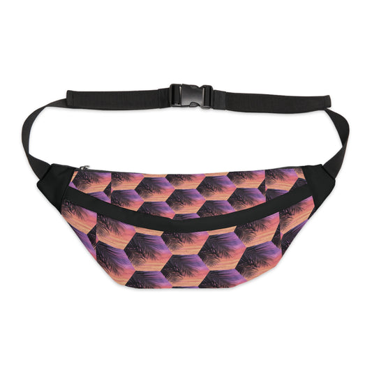 Pastels Palm Leaf Hexagon Art Print Large Fanny Pack Everyday or Festival