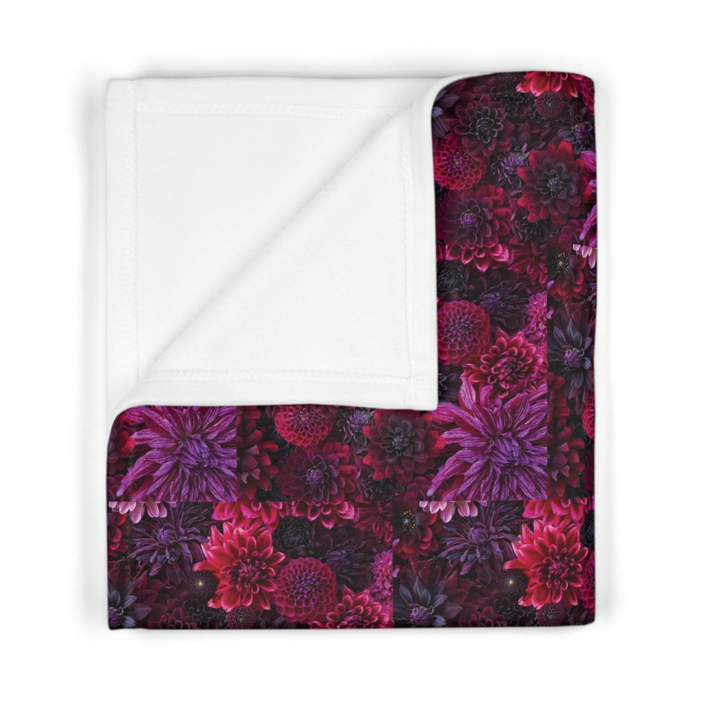 Dahlias Vibrant Purple Floral Printed Soft Fleece Baby Blanket