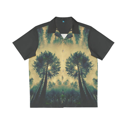 Haze Among the Trees Forest Landscape Art to Wear Men's Hawaiian Shirt