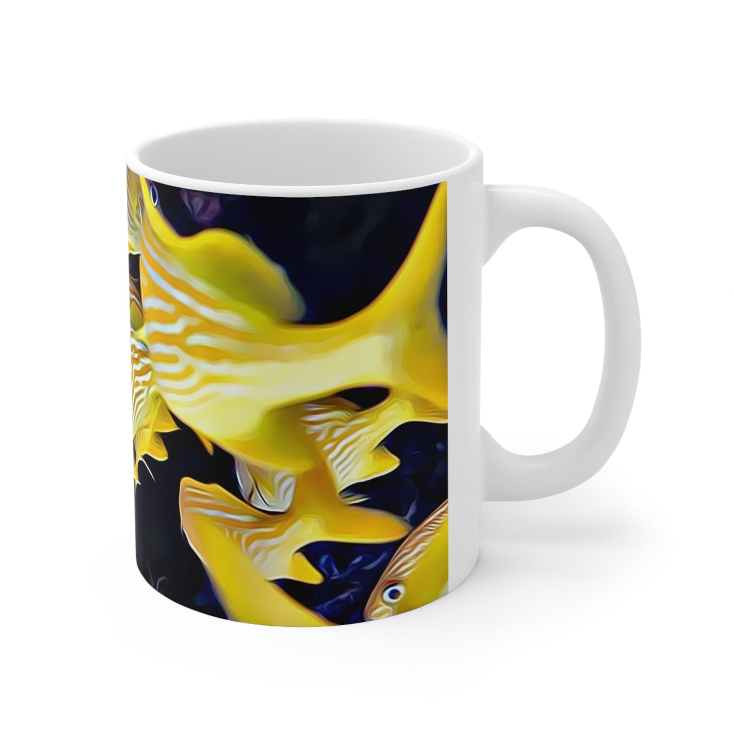 School of Yellow Fish Under the Sea Experience Ceramic Mug 11oz