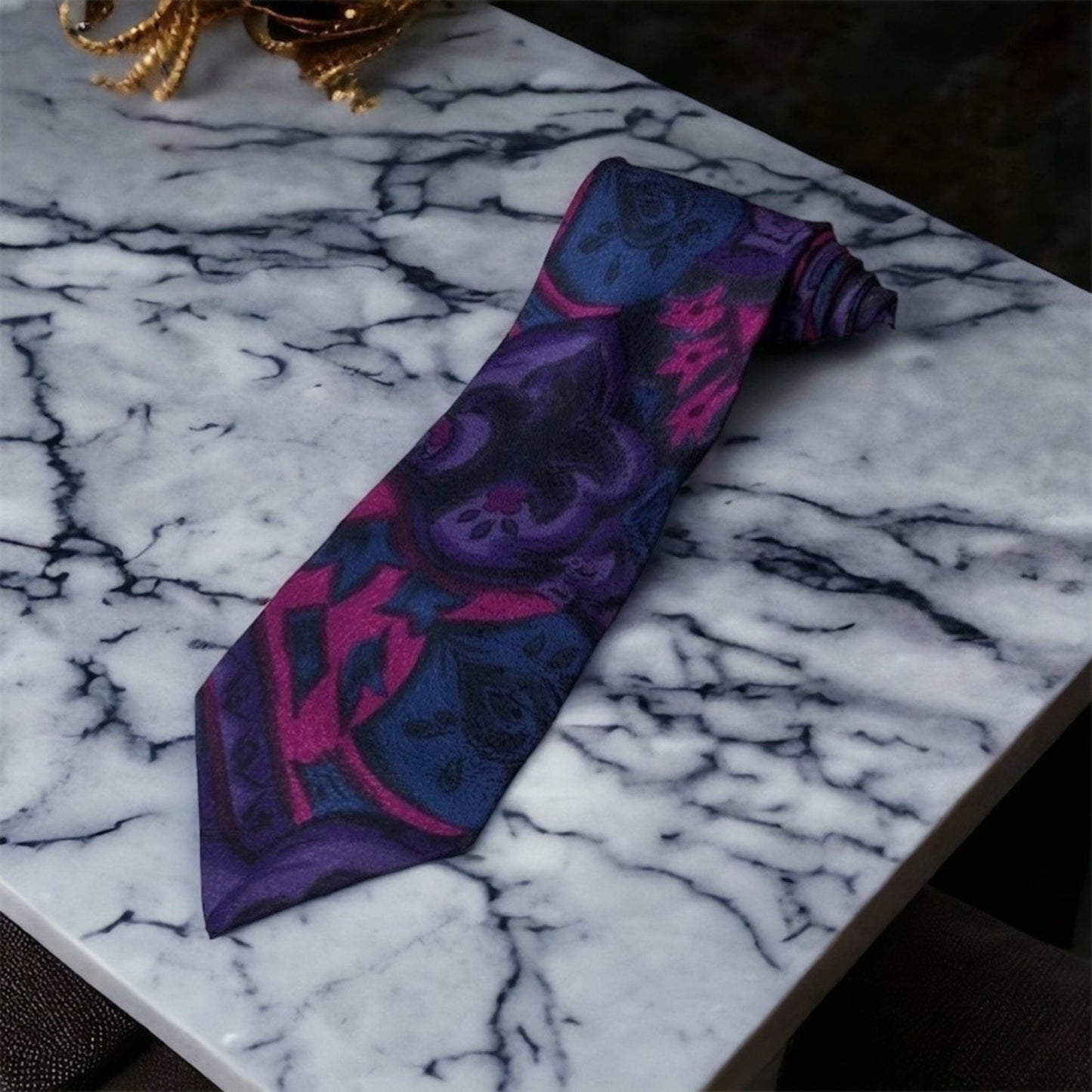 MISSONI Cravatte Purple Fleur de Lys Silk Neck Tie Made in Italy (3.75"W x 59" L)