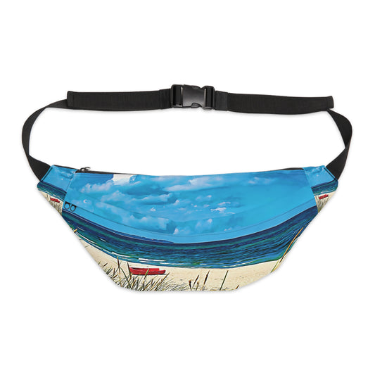 Beach Vibes Boating Coastal Landscape Art to Wear Unisex Large Fanny Pack