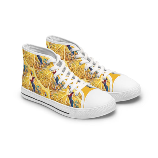 Lemon Citrus Fruit Print Women's High Top Sneakers