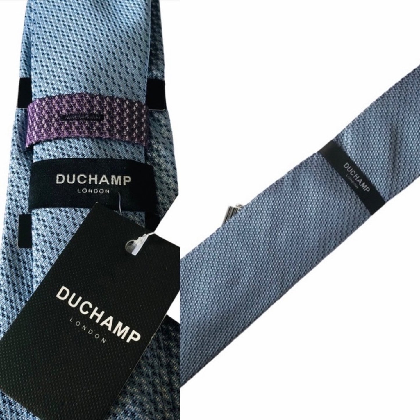 NEW DUCHAMP London Blue Mini Chain Link Silk Tie (3" W x 58"L) Professional