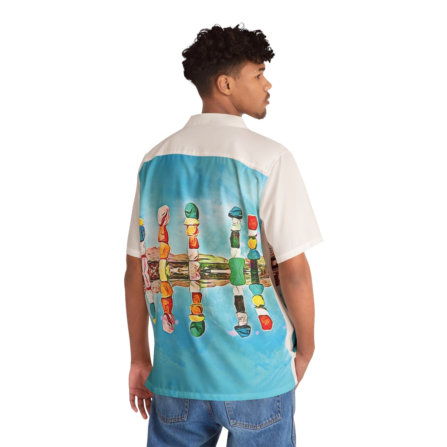 Seven Magic Mountains Nevada Art to Wear Men's Hawaiian Shirt Las Vegas