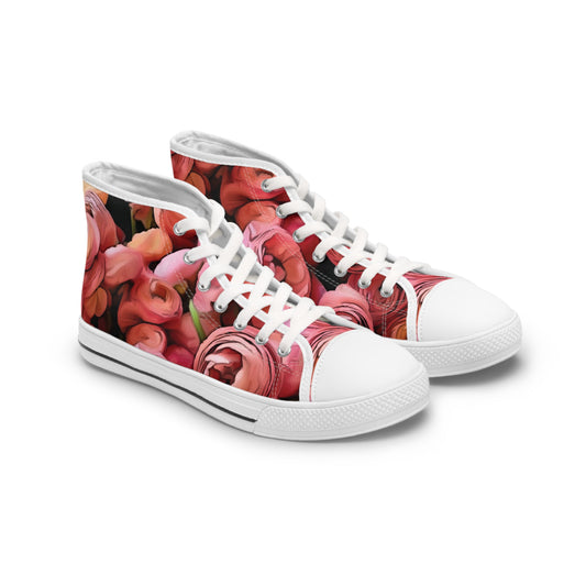 Pink Flower Girly Feminine Women's High Top Sneakers