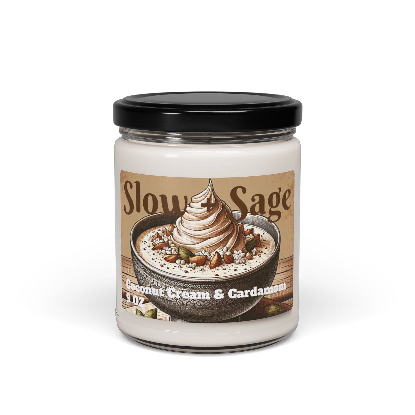 Slow + Sage Coconut Cream and Cardamom Scented Soy Candle, 9oz