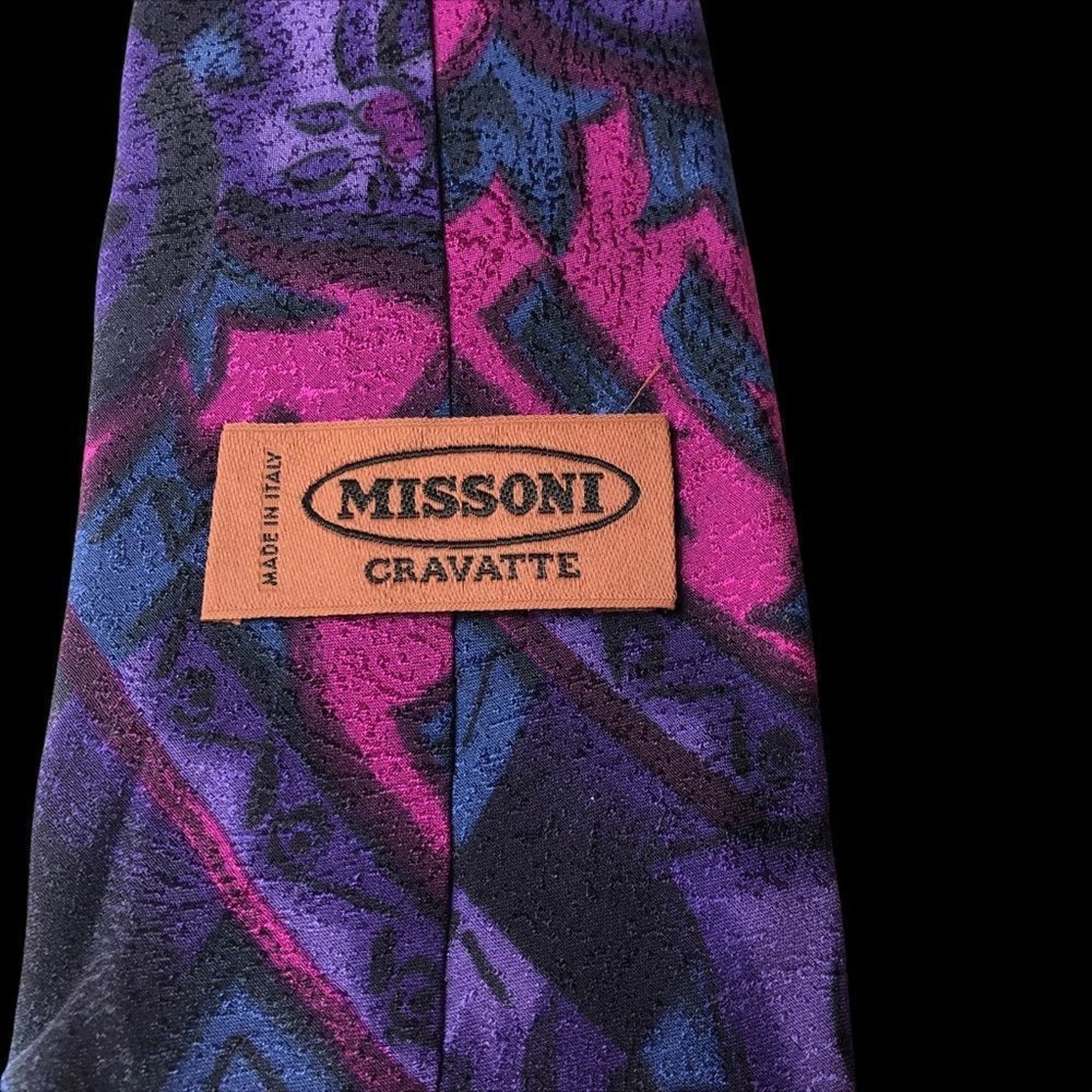 MISSONI Cravatte Purple Fleur de Lys Silk Neck Tie Made in Italy (3.75"W x 59" L)