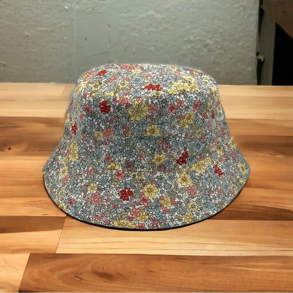 Boutique Multi-Colored Dainty Floral Print Fully Reversible Bucket Hat OSFM